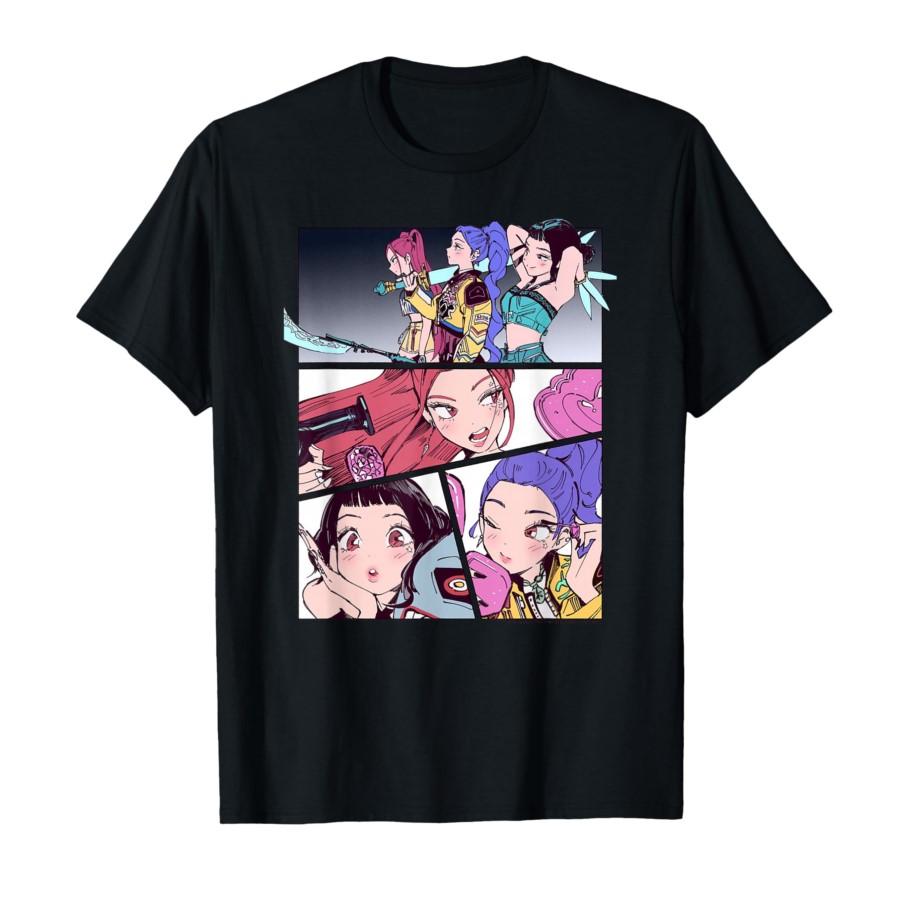 

Kpop Demon Hunters Rumi Mira Zoey T-shirt For Men Women 100% Cotton T Shirts Short Sleeve Tops 1027-4 4XL