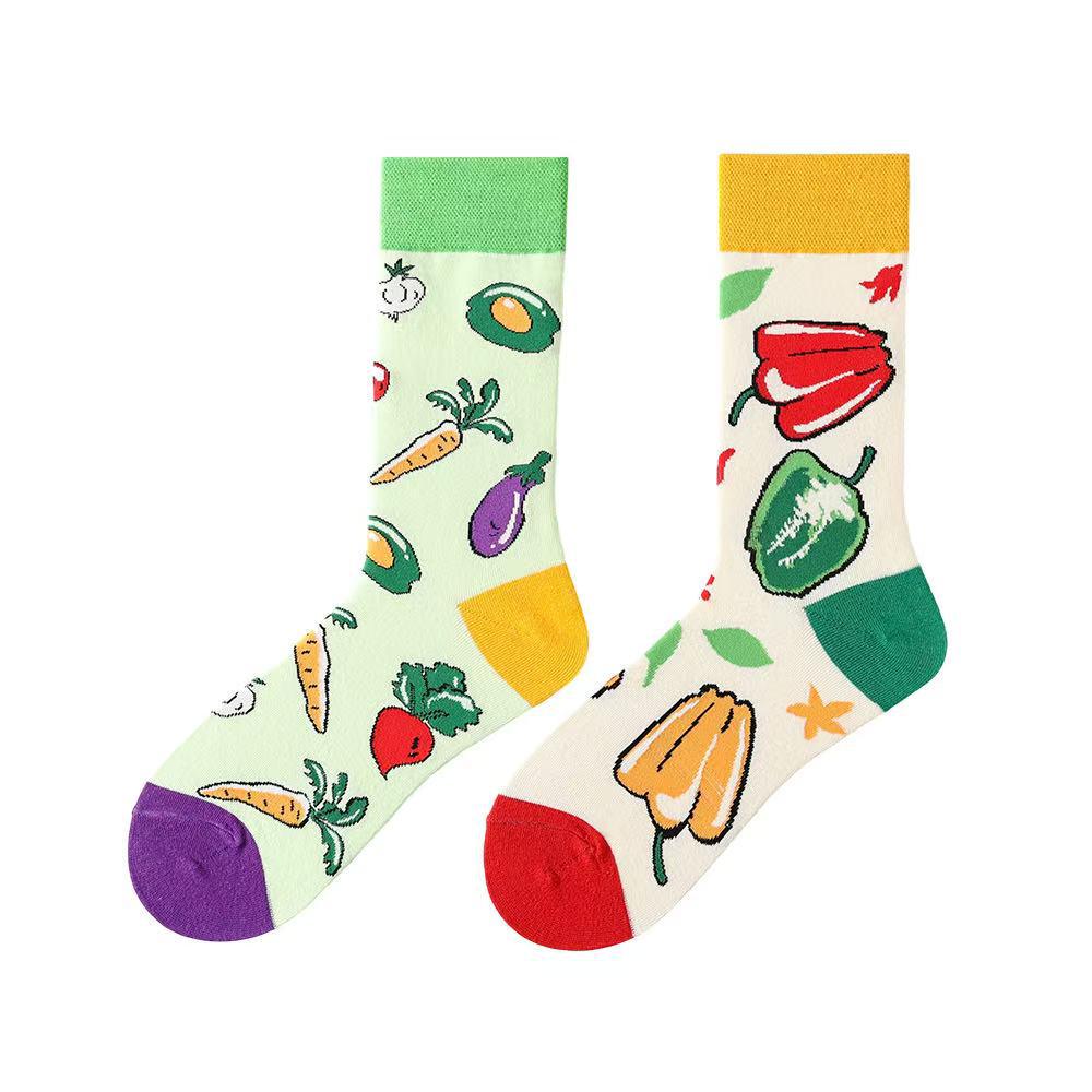 Original Asymmetrische Cartoon Hip Hop Baumwollsocken für Paare - Wadenhoch Mandarinenente Stil für Damen und Herren