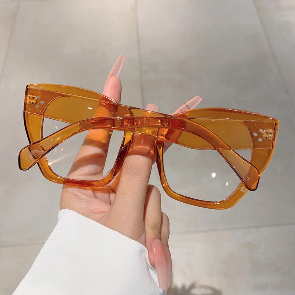 Retro Cat Eye Glasses PC Frame Anti Blue Light Plain Lens for Square Face