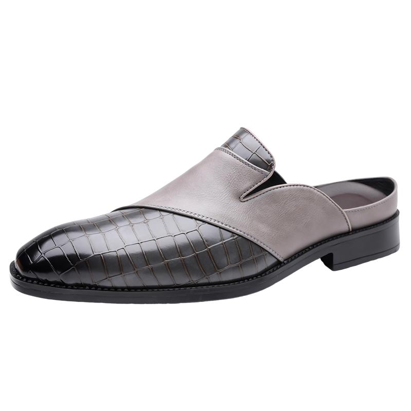 Hot Business Men's Half Slippers Comfortable and breathable minimalist style Adult plus size leather shoes Slip on