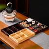 Bamboo and Wood Tea Snack Tray - 9-Grid Walnut Design for Living Room Pastries and Snacks