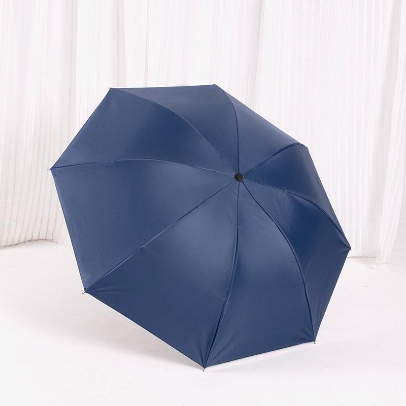 Extra Large 12-Rib Black Folding Umbrella - Heavy-Duty Three-Person Sun and Rain Protection with Custom Logo