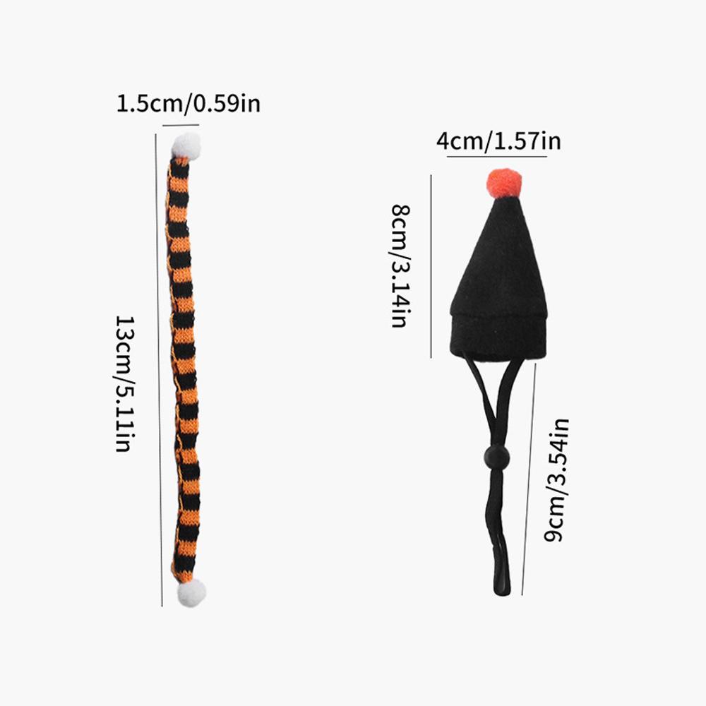 

2 Pcs/set Halloween Hamster Costume Set Black Wizard Hat & Striped Scarf for Small Animals Hamsters Dutch Pigs Festive Accessory