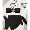 Women's Bikini 3pcs Set Beach Sexy Split Swimsuit Set Adult Fitness Swimming Hot Spring Strapless Swimsuit Triangle Swimsuit