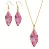 Exclusive Natural Stone Plated 18K Real Gold Chain Pendant Necklace Earrings Jewelry