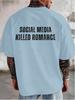T-shirt da uomo con stampa posteriore Social Media Killed RoUnisexce Cotone Vintage Girocollo Manica Corta Street Oversize Top Basic Casual Quotidiano
