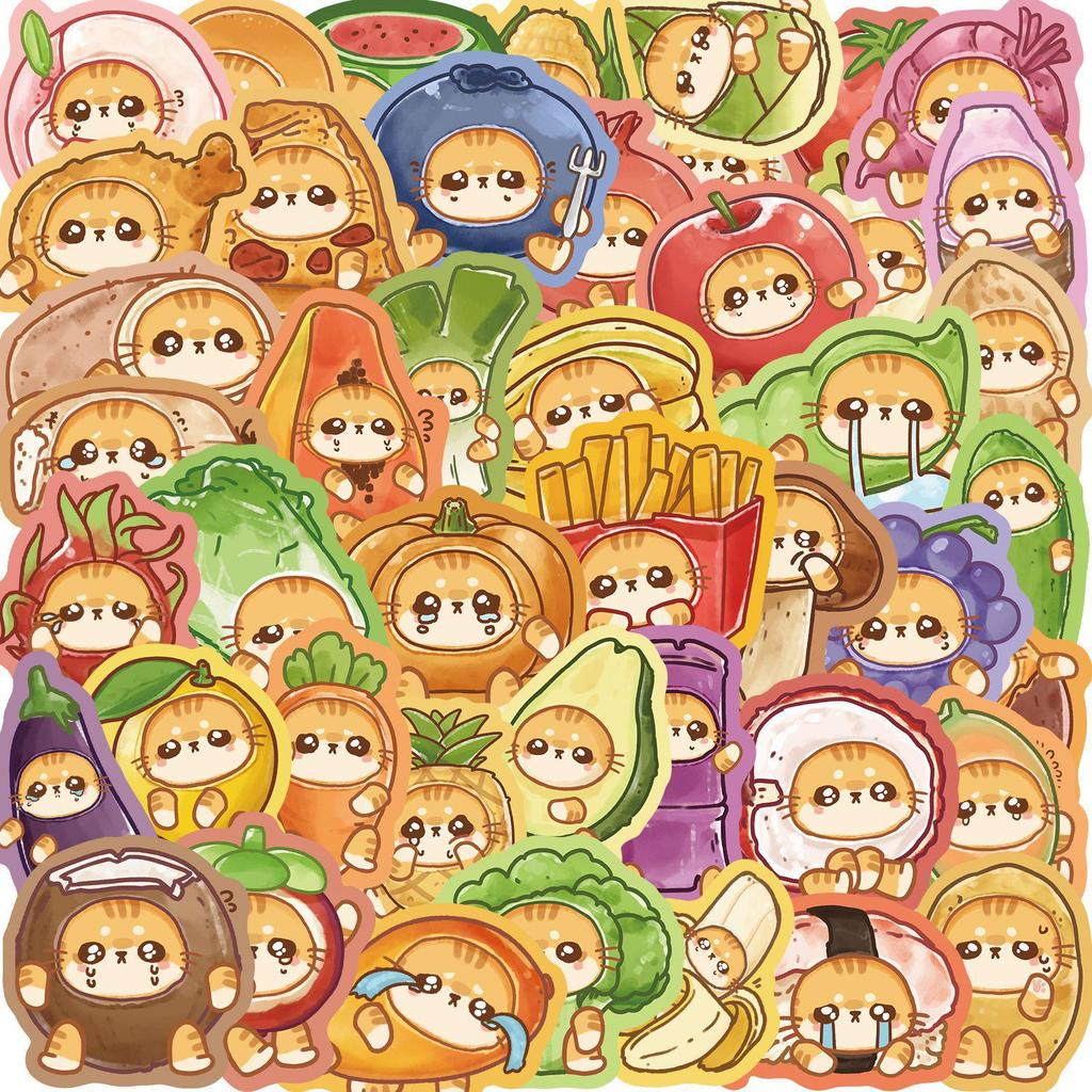 Niedliche Katze Cartoon Graffiti Aufkleber: Wasserdichte DIY Dekorationen für Notizbücher & Koffer