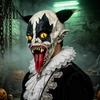 Evil Character Cosplay Headgear Halloween Horror Clown Mask with Long Tongue, Latex Scary Breathable Masquerade Gear Creepy Costume Prop for Parties,