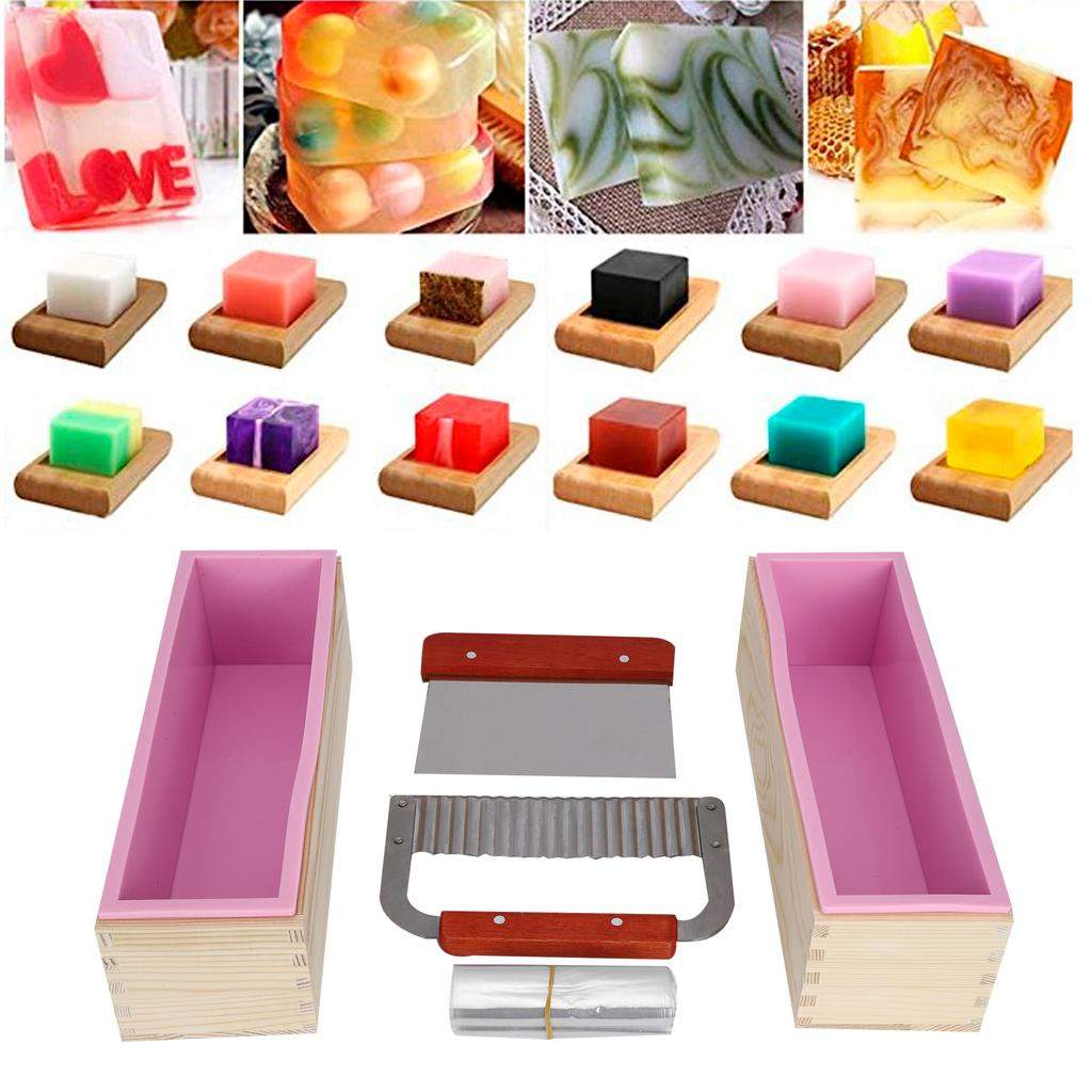 DIY Handgemachte Silikon Seifenform Schneidklinge Werkzeuge für Kuchen Brot Schokoladenherstellung(Rosa )