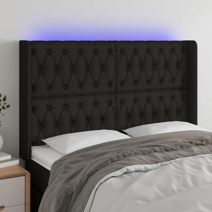 VidaXL Tête de Lit à LED Meuble de Chambre à Coucher Accessoire de Lit Double Tête de Cadre de Lit Intérieur Noir 3124392