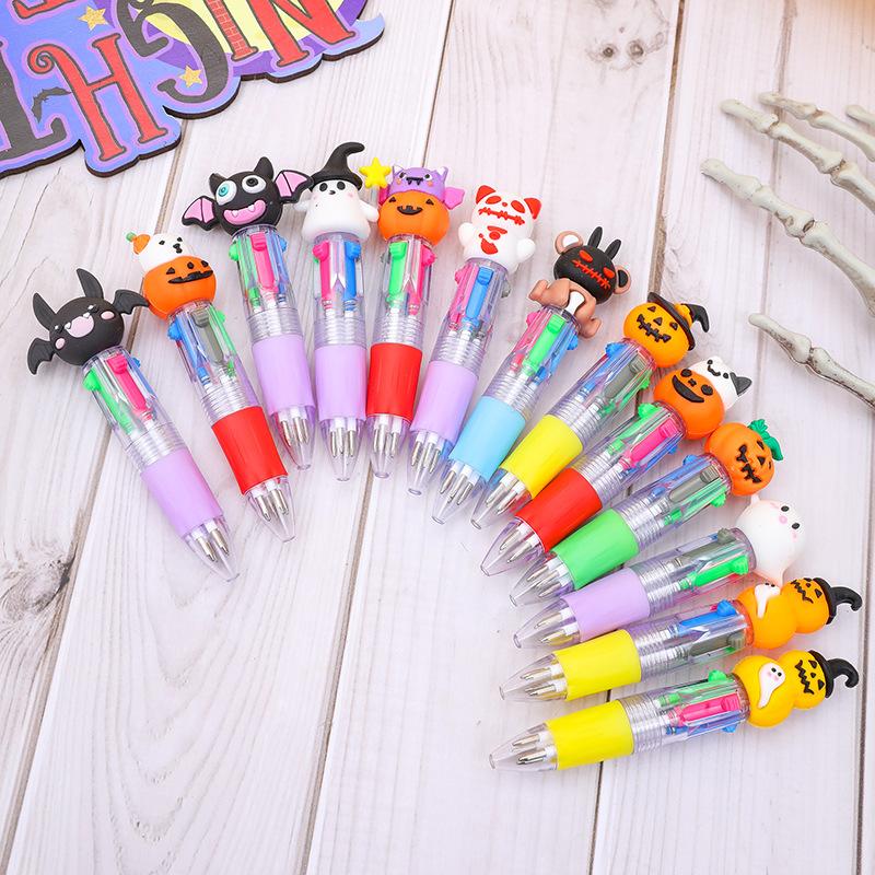 50-1 Halloween Mini Four-color Ballpoint Pen Cute Cartoon Halloween Gift Colored Pen for Elementary School Students