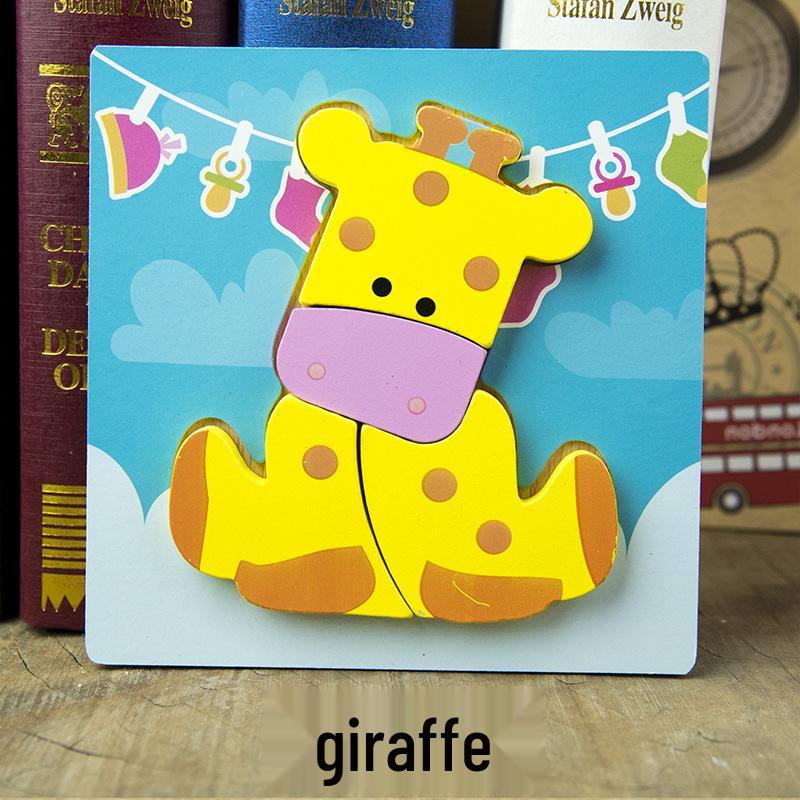 Animal 3D Wooden Jigsaw Puzzle Board for Toddlers (1-3 Years)