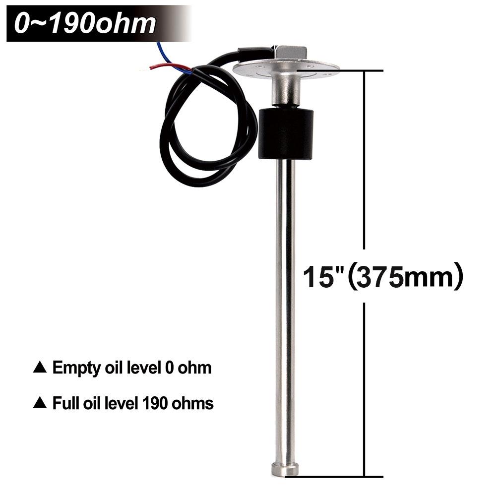 A Boat Car Marine 52MM Fuel Level Gauge with Alarm Light for Stainless Steel Fuel Level Sensor 0-190Ohm 100-550mm Oil Tank Meter