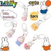 5 Stück Miffy Schlüsselanhänger kreative hochwertige Animations-Cartoon-Puppe Puppenform Mädchenherz Schüler DIY Schultaschen Anhänger Dekoration