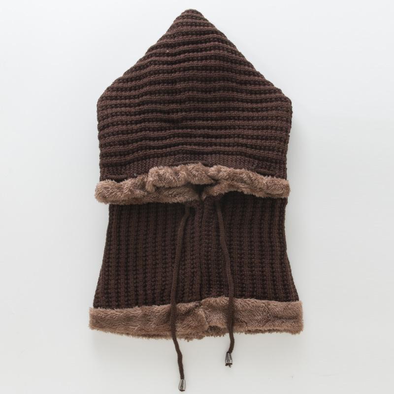 Women's Pullover Stripe One Piece Plush Thickened Riding Ear Protector Knitted Warm Hat