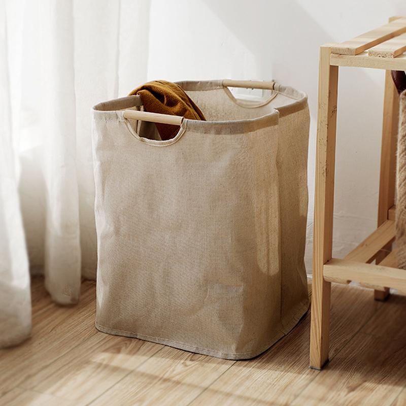 Wäschekorb mit großem Fassungsvermögen, tragbarer Aufbewahrungskorb für Schmutzwäsche mit Griff, schwarz, langlebiges Leinen, faltbarer Wäschekorb