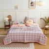 Simple Lines Summer Quilt Japanese Style Cotton Air Conditioning Quilt Luxury Soft Breathable Thin Blanket for Adults Kids