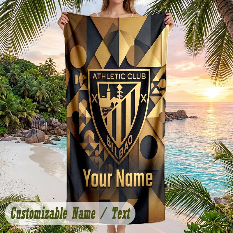 Beach Towel Athletic Bilbao FC Print Custom Name Text Soft Towel for Swimming Pool