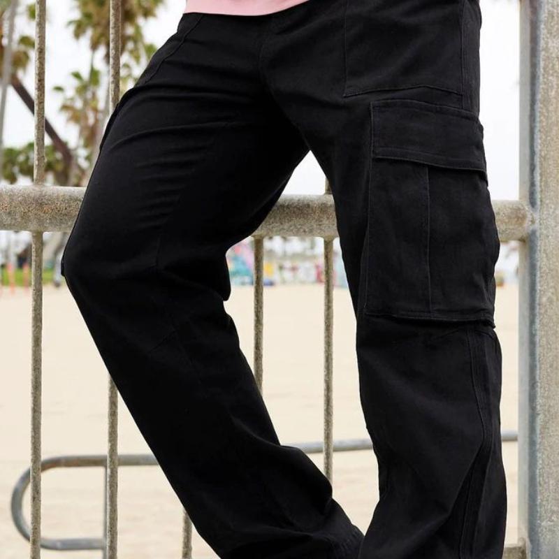 

Мужские брюки карго цвета хаки с множеством карманов, повседневные рабочие брюки M чёрный