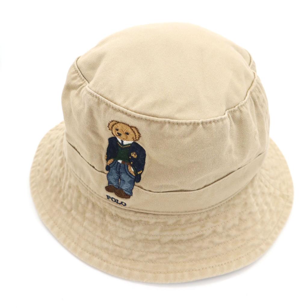 POLO RALPH LAUREN Polo Bear Embroidery bucket hat S-M beige hat Men's Used