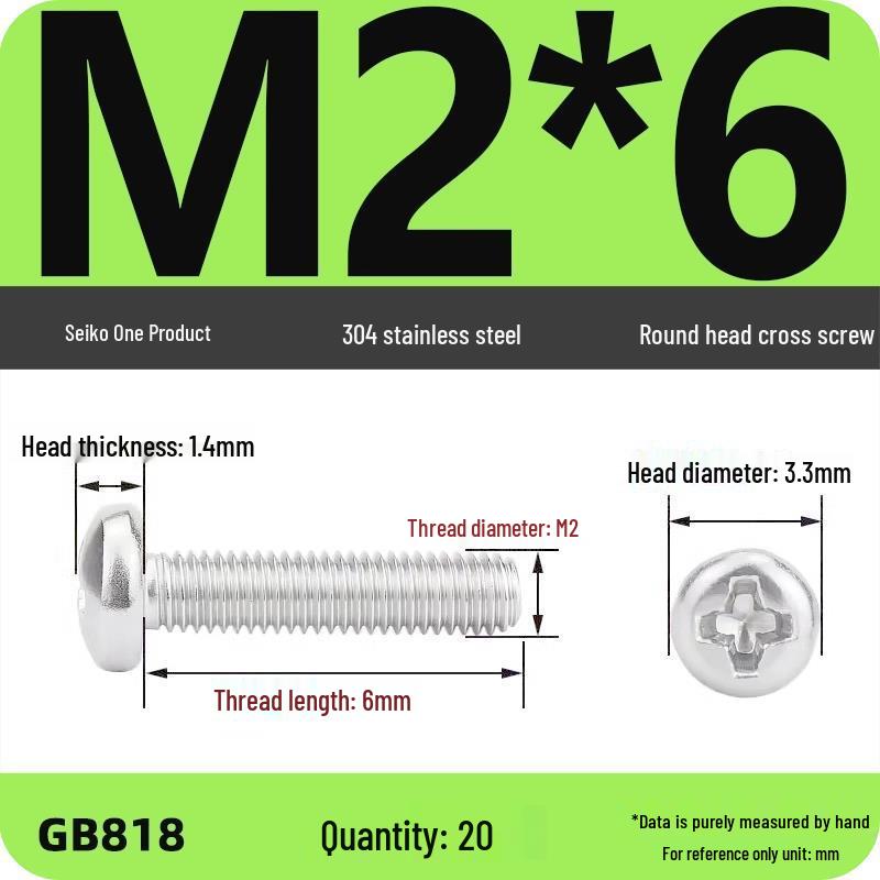 Phillips Pan Head Machine Screws, 304 Stainless Steel, Sizes M1-M10