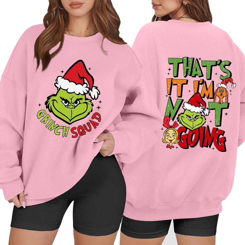 Women's Fashion Long Sleeve Print Round Neck Loose Pullover Sweater Top