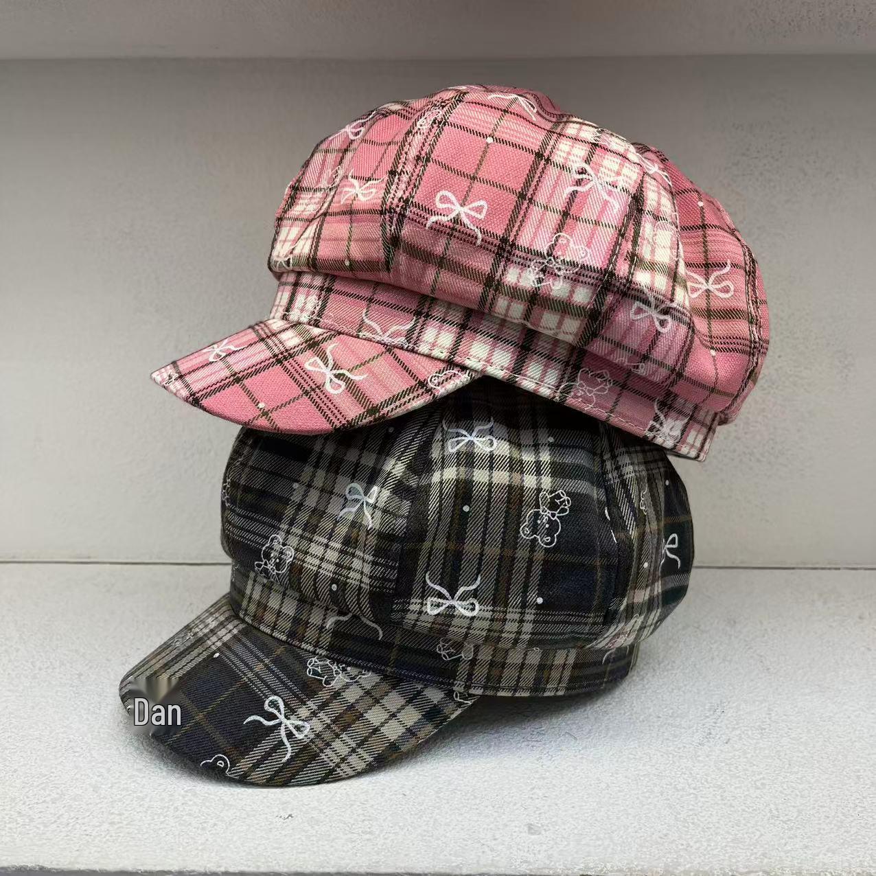 

Cartoon Christmas Tree Mushroom Plaid Octagonal Beret Hat - Women s Casual Stylish Face-Slimming Newsboy Painter Cap 56-58cm