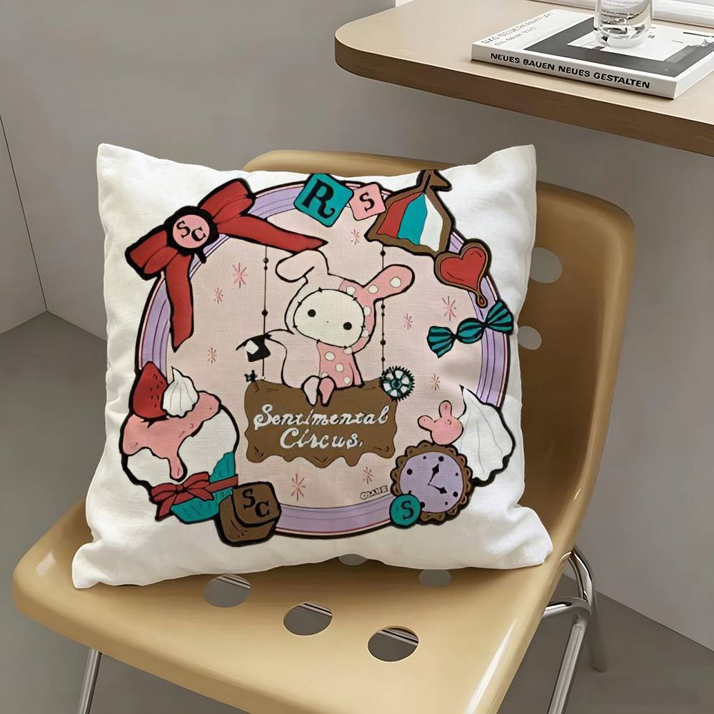 1pc Cute Japan S-sentimental Circus Pillow Case Fashion Square Pillowcase Bedroom Sofa Room Ins Decoration Leisure