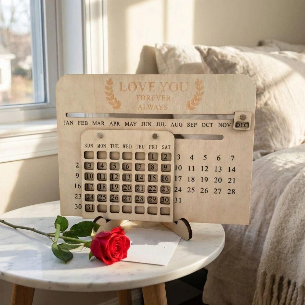 DIY Wooden Sliding Calendar Handmade Eternal Calendar Desktop Desk Calendar  Tabletop Decor