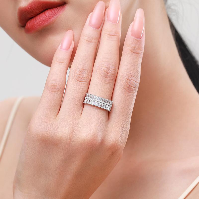 Tancise Classic 925 Sterling Silver  Zircon Ring Ladies Jewelry Wedding Promise Party Gift