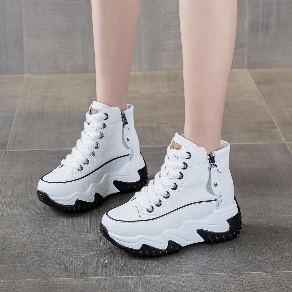 677 Damen 7CM Versteckter Absatz Echtes Leder Plateau Schuhe - Frühling 2025 Koreanischer Stil