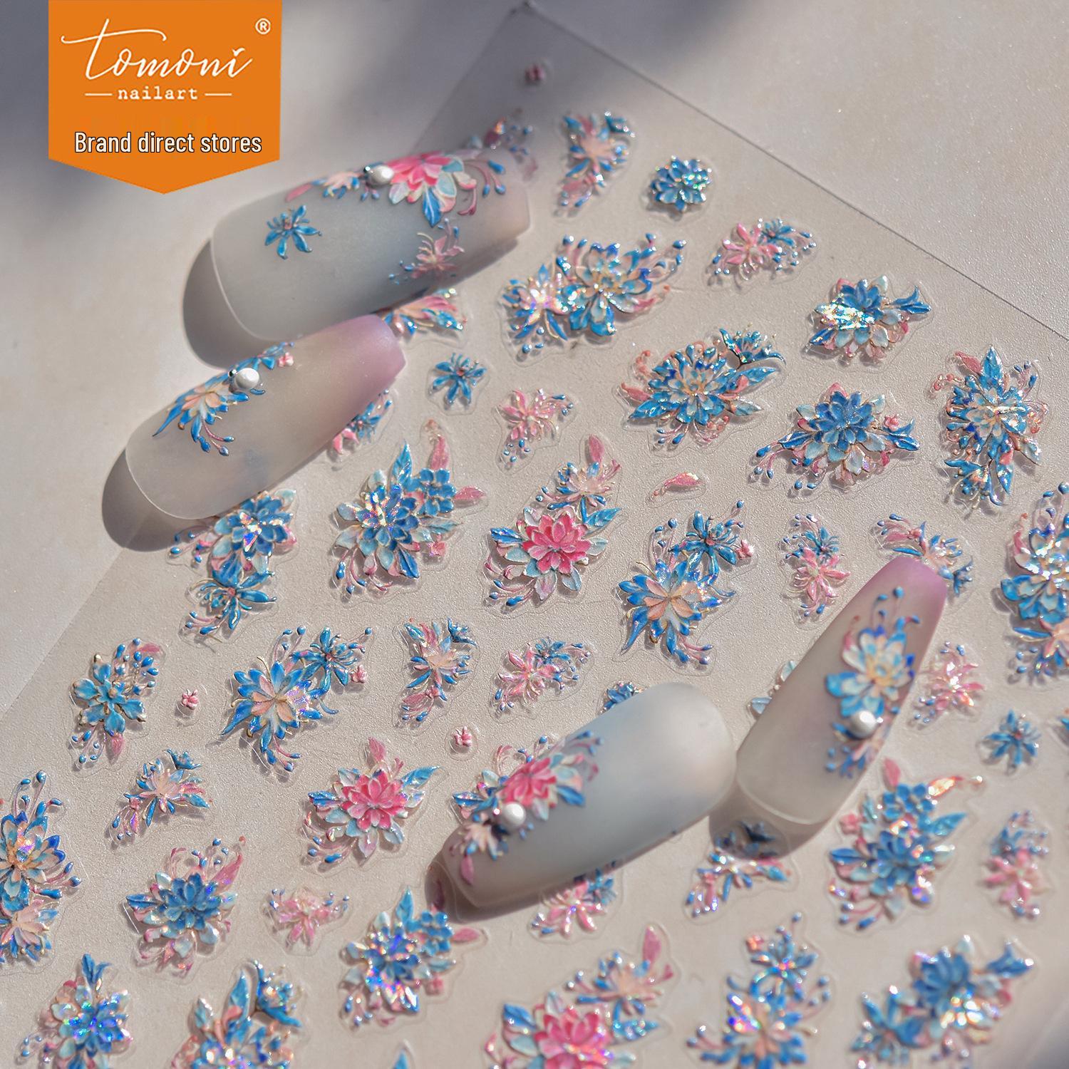 

Tomoni Shell Light Blue Flower Hairpin Nail Art Stickers - Japanese Ancient Style