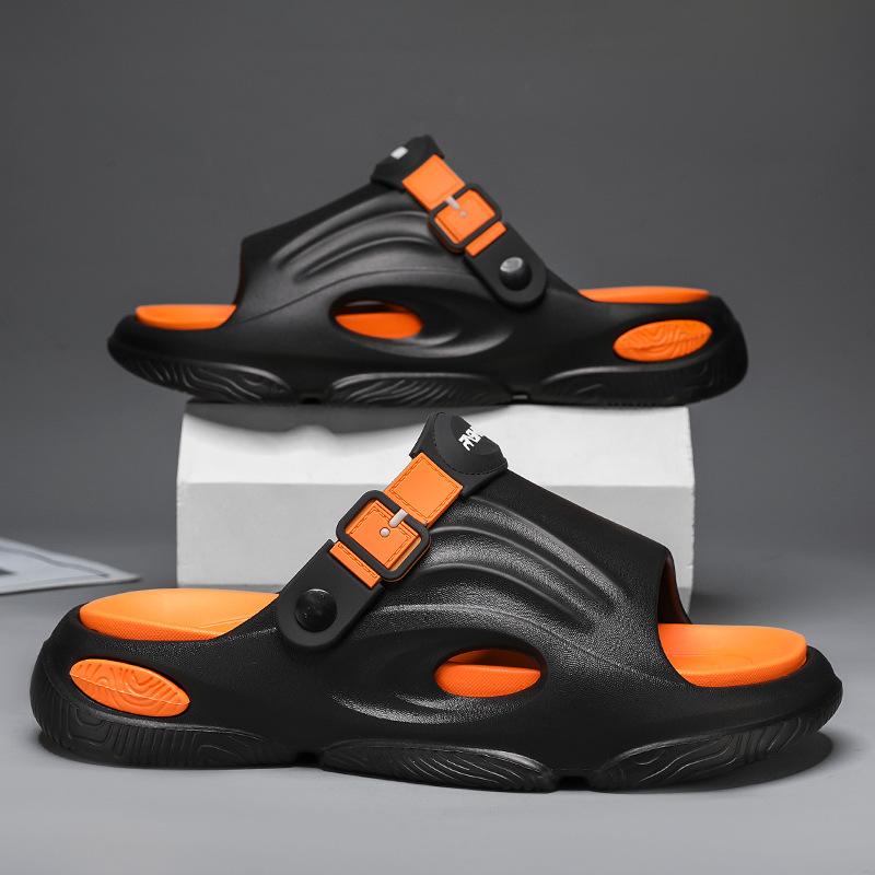 New Summer Men's Slippers Thick-soled Anti-skid One-word Drag Indoor and Outdoor Wear Men's Casual and Comfortable Two Shoes
