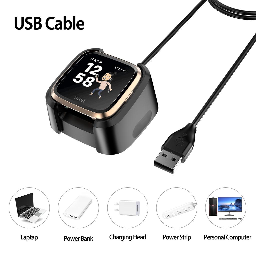 Klokkelader For Fitbit Versa Lite Sport Smartklokke USB Ladekabel For Fitbit Versa Lite Kabel Ledning Klemme Dokkingstasjon Tilbehør