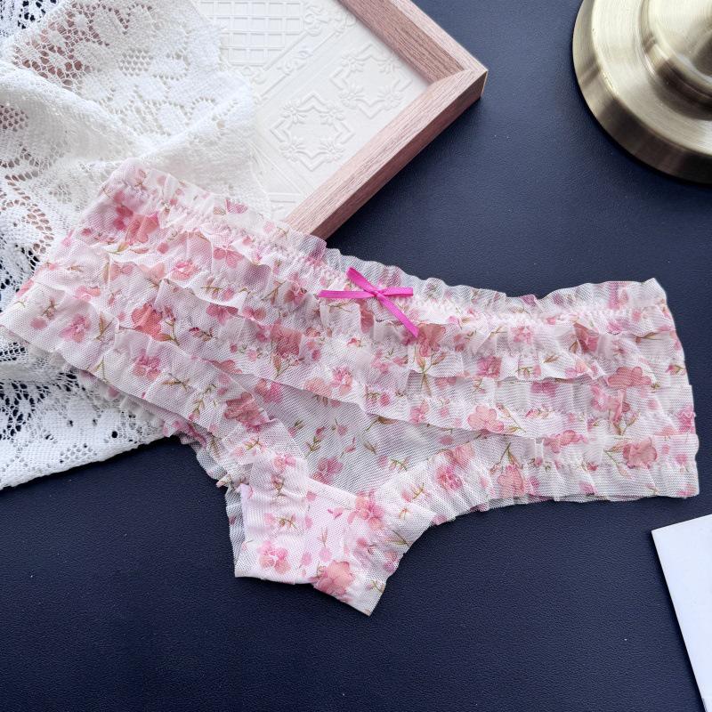 90-130 Lbs Playful Princess: Sweet Layered Cake Mesh Low-Waist Women's Underwear