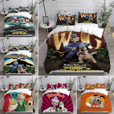 Wallace & Gromit Ložní soupravy Přikrývka Prošívaná přikrývka Přehoz na postel Povlak na přikrývku Povlak na polštář 2-3dílné sady Dětská Dospělá velikost
