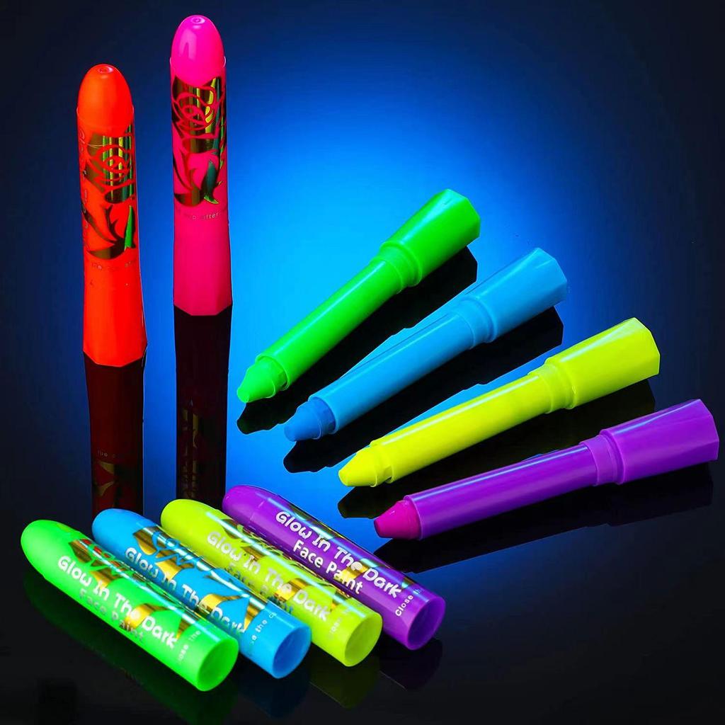 Halloween UV Glow 6-Color Luminous Face Paint - Easy Clean, Water-Soluble Festival Set