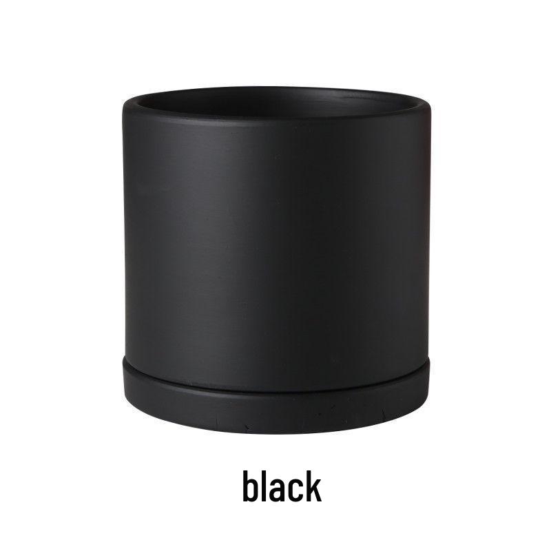 Morandi Colorful Ceramic Cylinder Flower Pots with Saucers for Indoor/Outdoor Plants