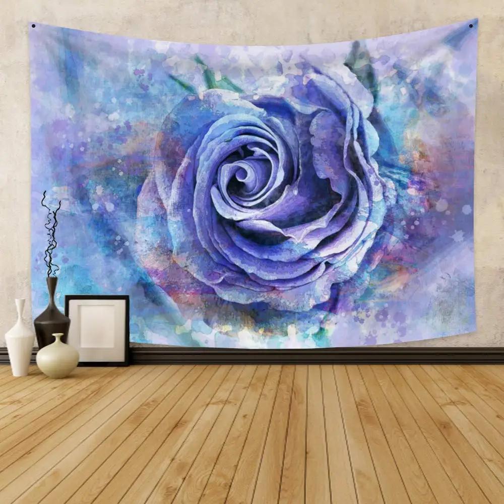 Red Rose Flower Plant Tapestry Botanical Nature Red and Black Tapestry for Bedroom Living Room Wall Decor