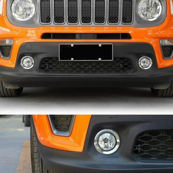 For Jeep Renegade 2019-2023 Bright Chrome Front Fog Light Eyelid Molding Trim