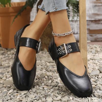 Fashion Retro Women's Fashion Single Shoes Spring New Buckle Flat Bottom Design Mary Jane Single Shoes Women Zapatos De Mujer Platform