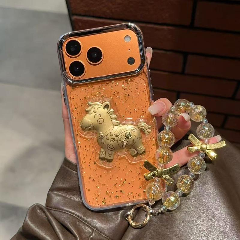The New Product Is Suitable for RealmeV70 Rich Mobile Phone Case Reno14Pro, Rich Immediately, Sequined Gold Foil Epoxy Soft Woman