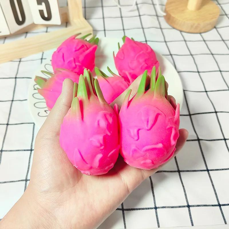 Dragon Fruit Squeeze Ball - Funny Decompression Stress Reliever Squishy Fidget Sensory Toy Simulation Food Gift