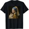 Girl With A Pearl Earring Funny Famous Artist Cat Painting T-Shirt