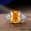 Internet Celebrity Female Ring, Imitation Citrine Colored Treasure Zircon Ring Female, Ice Flower Sugar Cube Temperament Ring