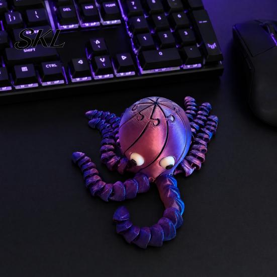 Octopus Sensory Toy 3D Printed Toy, Articulated Figurine with Movable Joints, Plastic Sea Animal Stress Relief Fidget for Kids Adults Model