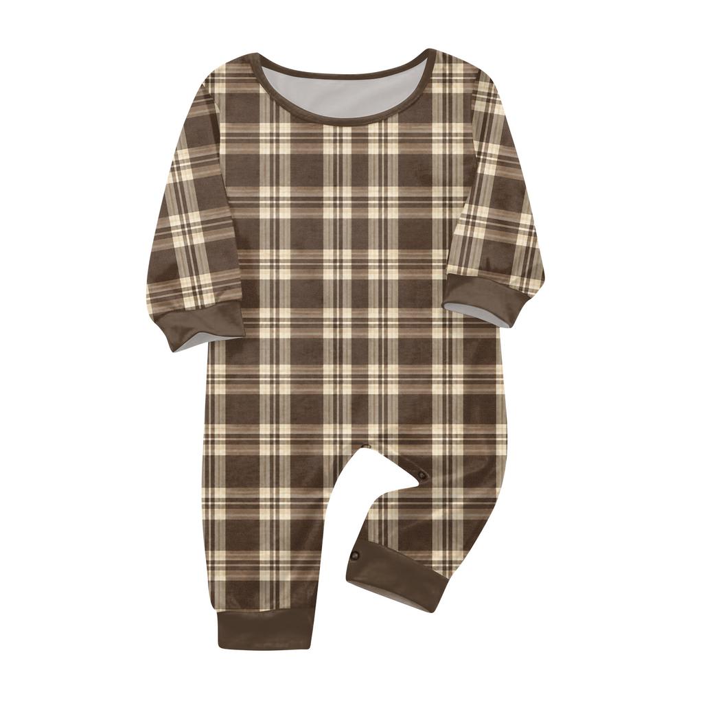 Family Matching Christmas Print Round Neck Long Sleeve Top and Pants Loungewear Set for Parent and Child