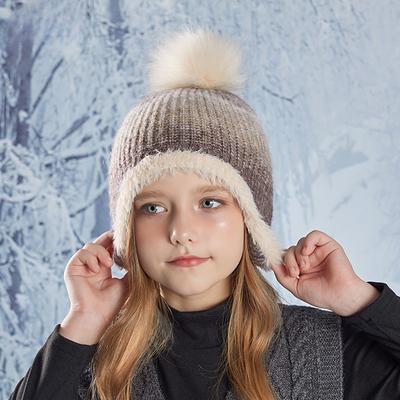 Dětská zimní čepice Beanie Outdoorová fleecová zesílená s přechodem barev Pletená vlněná s klapkami na uši Čepice pro miminka Beanie