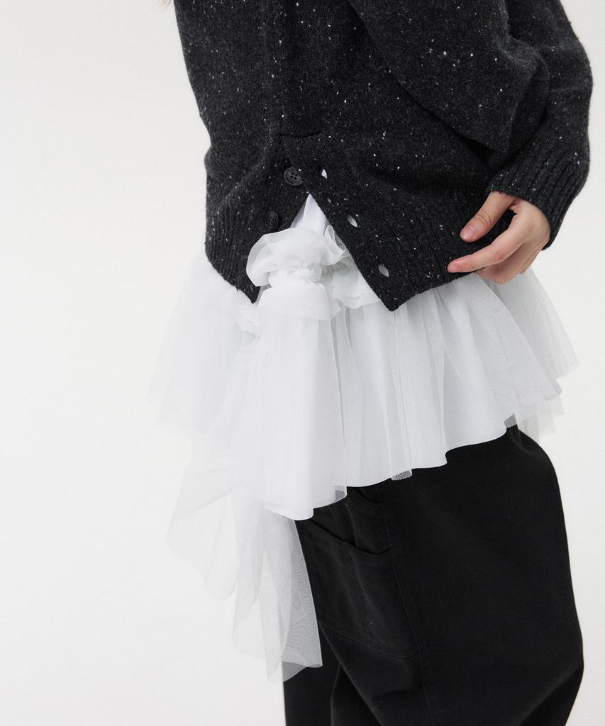 Ohesio Sheer Frill Layered Dress, White