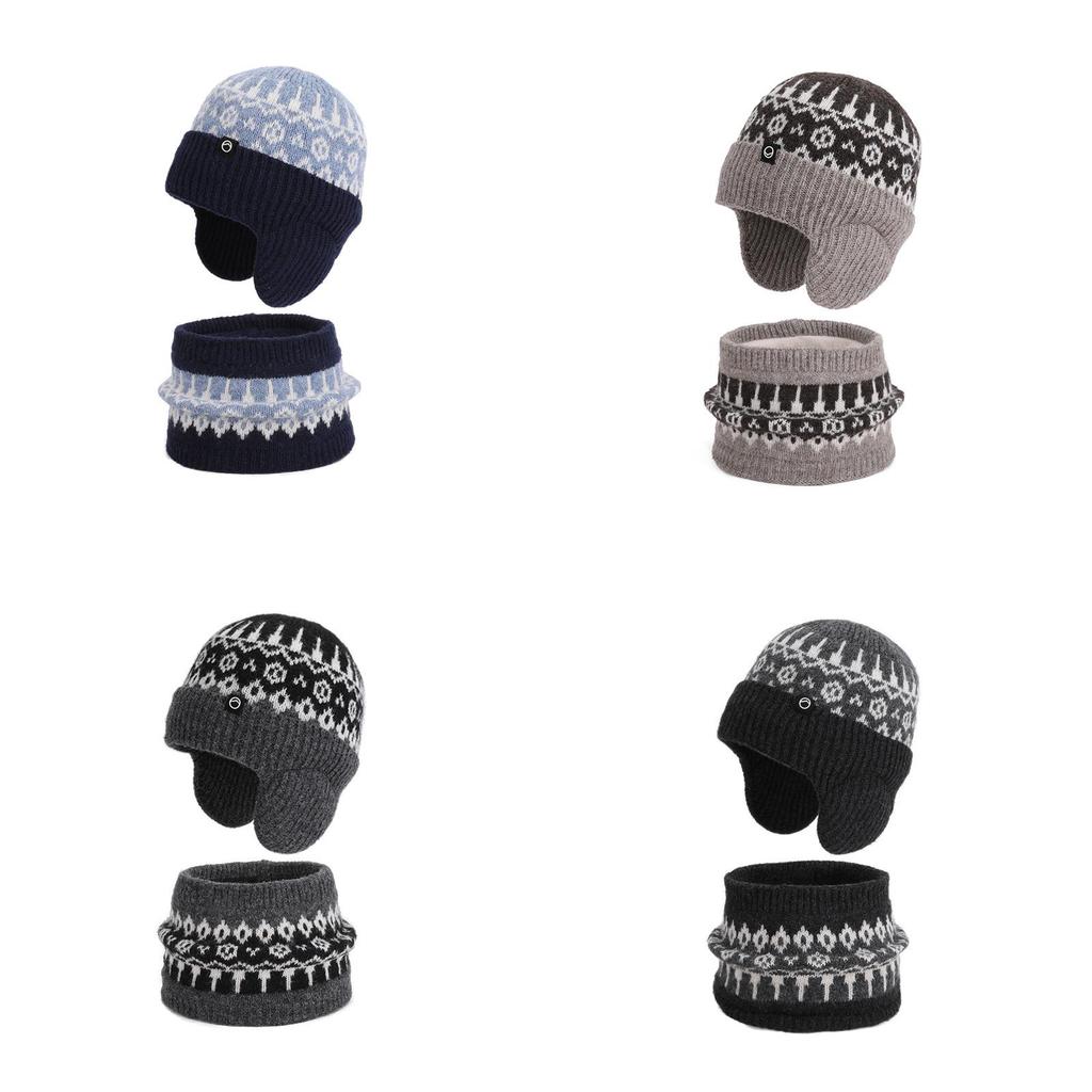 Kids Winter Knit Hat And Scarf Set With Fleece Earmuffs For Outdoor Warmth And Wind Protection